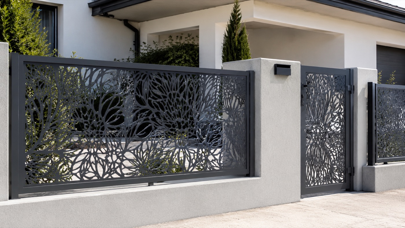 Ebatel Dekoratif Panel Çit — Lazer kesim desenli, villa ve bahçeler için